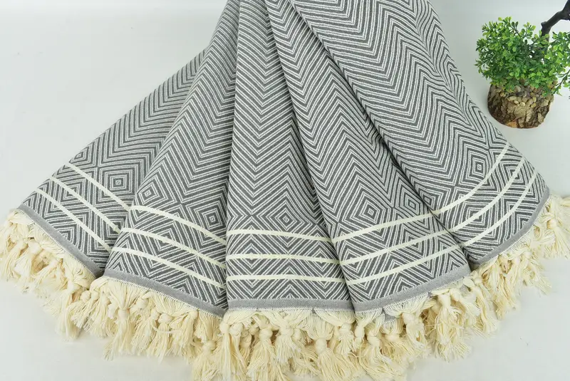 Turkish Blanket, Woven Throw Blanket, 96x70 Cotton Diamond Towel, Extra Large Tablecloth, Gift For Wedding Day, Bohemian Bedspread, Bedspread - 4
