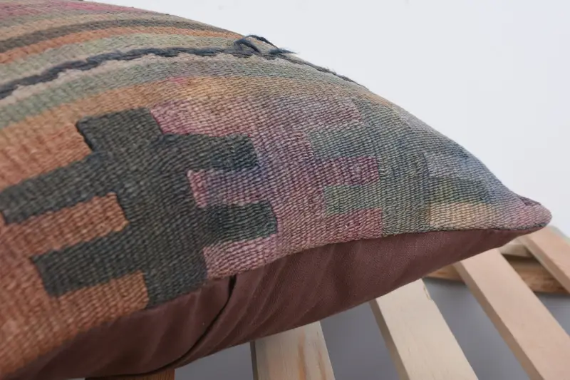 Ethnical Kilim Rug Pillow, Personalized Gift Pillow Cushion, Cushion Case, Vintage Kilim Pillow, 16x16 Pink Cushion, Vintage Pillow - 7