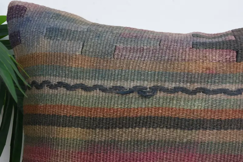 Ethnical Kilim Rug Pillow, Personalized Gift Pillow Cushion, Cushion Case, Vintage Kilim Pillow, 16x16 Pink Cushion, Vintage Pillow - 2