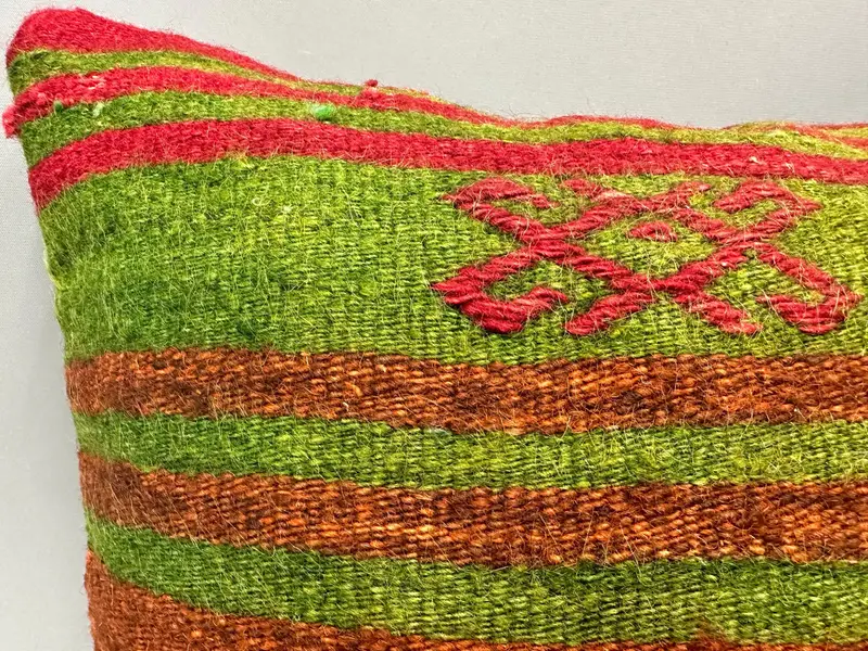 Throw Kilim Pillow, Cushion, 20x20 Green Cushion Cover, Custom Cushion Case, Boho Pillow Sham Cover, Handmade Kilim Cushion - 5