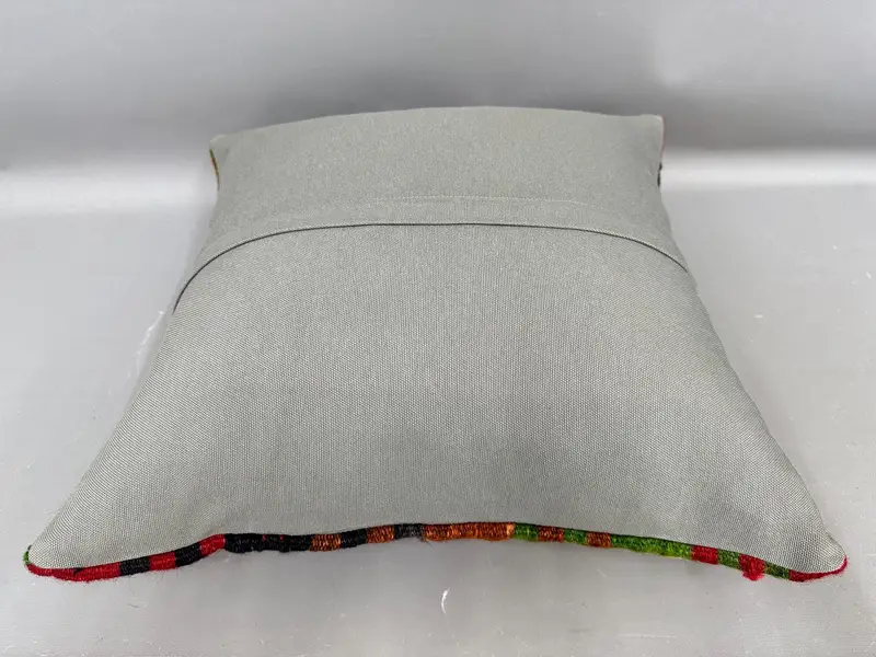 Throw Kilim Pillow, Cushion, 20x20 Green Cushion Cover, Custom Cushion Case, Boho Pillow Sham Cover, Handmade Kilim Cushion - 7