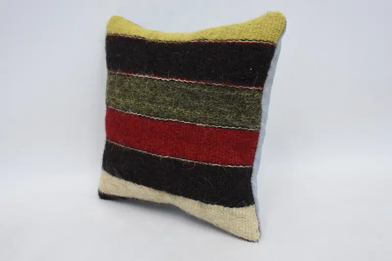 Cushion Case, Vintage Pillow, Turkish Pillow, 12x12 Brown Cushion, Interior Designer Pillow, Turkish Rugs Cushion Case, Designer Throw Pillow Sham - 4