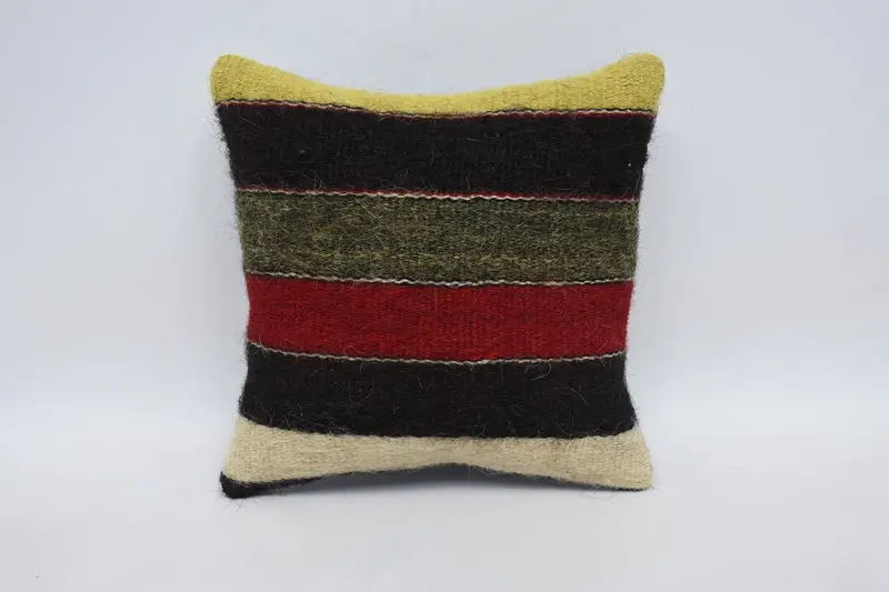 Cushion Case, Vintage Pillow, Turkish Pillow, 12x12 Brown Cushion, Interior Designer Pillow, Turkish Rugs Cushion Case, Designer Throw Pillow Sham - 1