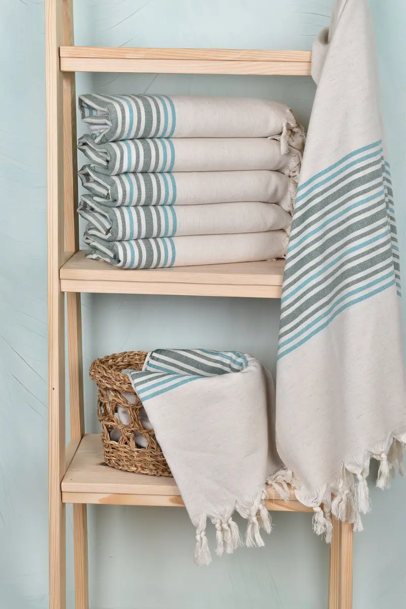 Customized Towels, 70x40 Linen Striped Towel, Custom Turkish Towel, Quick-dry peshtemal, Wedding Favors, Girls Weekend Favors, Cotton towel - 3