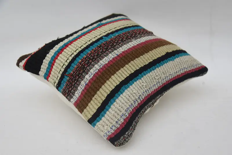 Turkish Kilim Pillow, Natural Pillow Case, Antique Pillows, Kilim Pillow, Cushion Cover, Square Throw Cushion Case, 12x12 Beige Cushion Case - 6