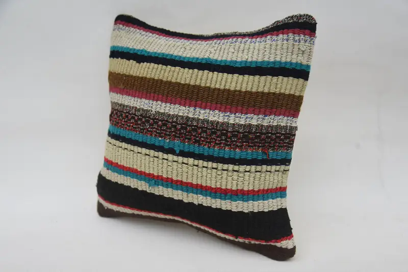 Turkish Kilim Pillow, Natural Pillow Case, Antique Pillows, Kilim Pillow, Cushion Cover, Square Throw Cushion Case, 12x12 Beige Cushion Case - 3