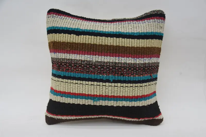 Turkish Kilim Pillow, Natural Pillow Case, Antique Pillows, Kilim Pillow, Cushion Cover, Square Throw Cushion Case, 12x12 Beige Cushion Case - 4