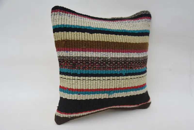Turkish Kilim Pillow, Natural Pillow Case, Antique Pillows, Kilim Pillow, Cushion Cover, Square Throw Cushion Case, 12x12 Beige Cushion Case - 2