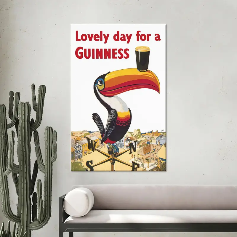 ヴィンテージギネス抽象キャンバス: 家の装飾のためのレトロなアートプリント