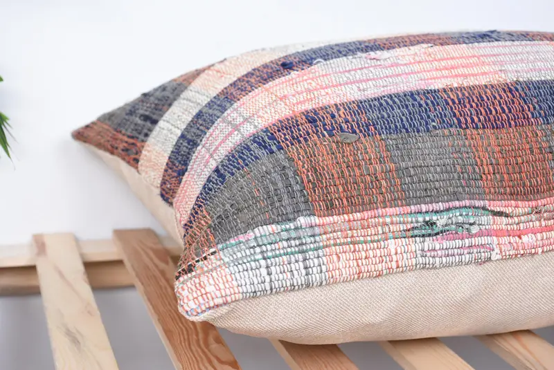 Comfy Throw Pillow Sham, 20x28 Blue Cushion Cover, Antique Pillows, Vintage Kilim Pillow, Cushion Cover, Kilim Cushion Sham - 6
