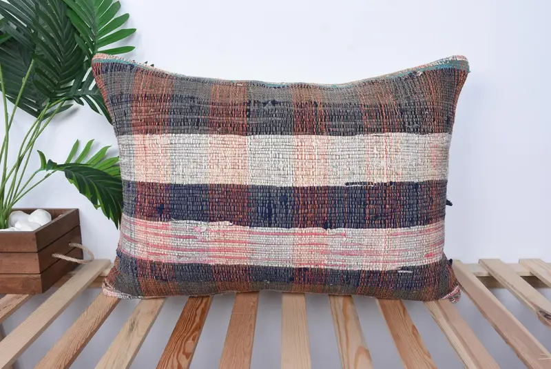 Comfy Throw Pillow Sham, 20x28 Blue Cushion Cover, Antique Pillows, Vintage Kilim Pillow, Cushion Cover, Kilim Cushion Sham - 1