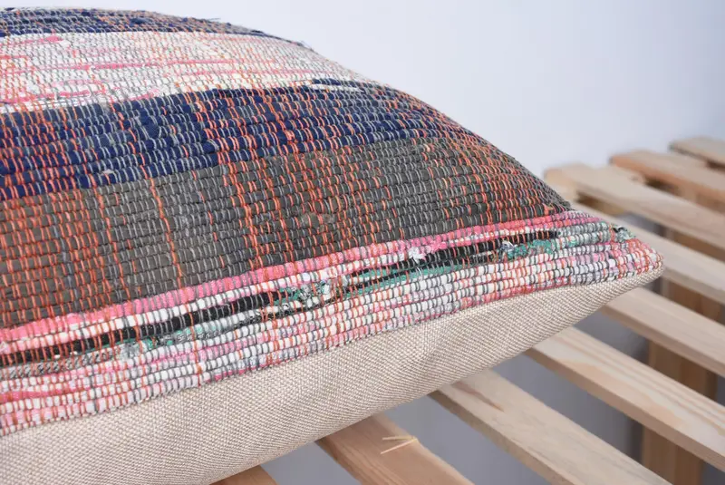Comfy Throw Pillow Sham, 20x28 Blue Cushion Cover, Antique Pillows, Vintage Kilim Pillow, Cushion Cover, Kilim Cushion Sham - 7