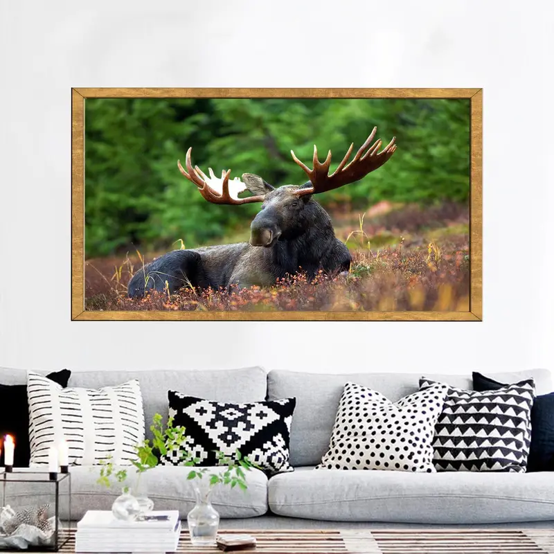 Elegant Moose Forest Tree Wildlife Printed Glass - Modern Design