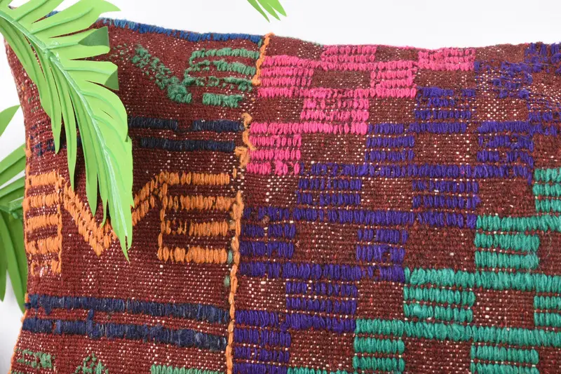 Throw Kilim Pillow, Cushion Case, 16x36 Green Cushion, Handmade Throw Pillow Sham, Turkish Pillow, Handmade Kilim Cushion - 2