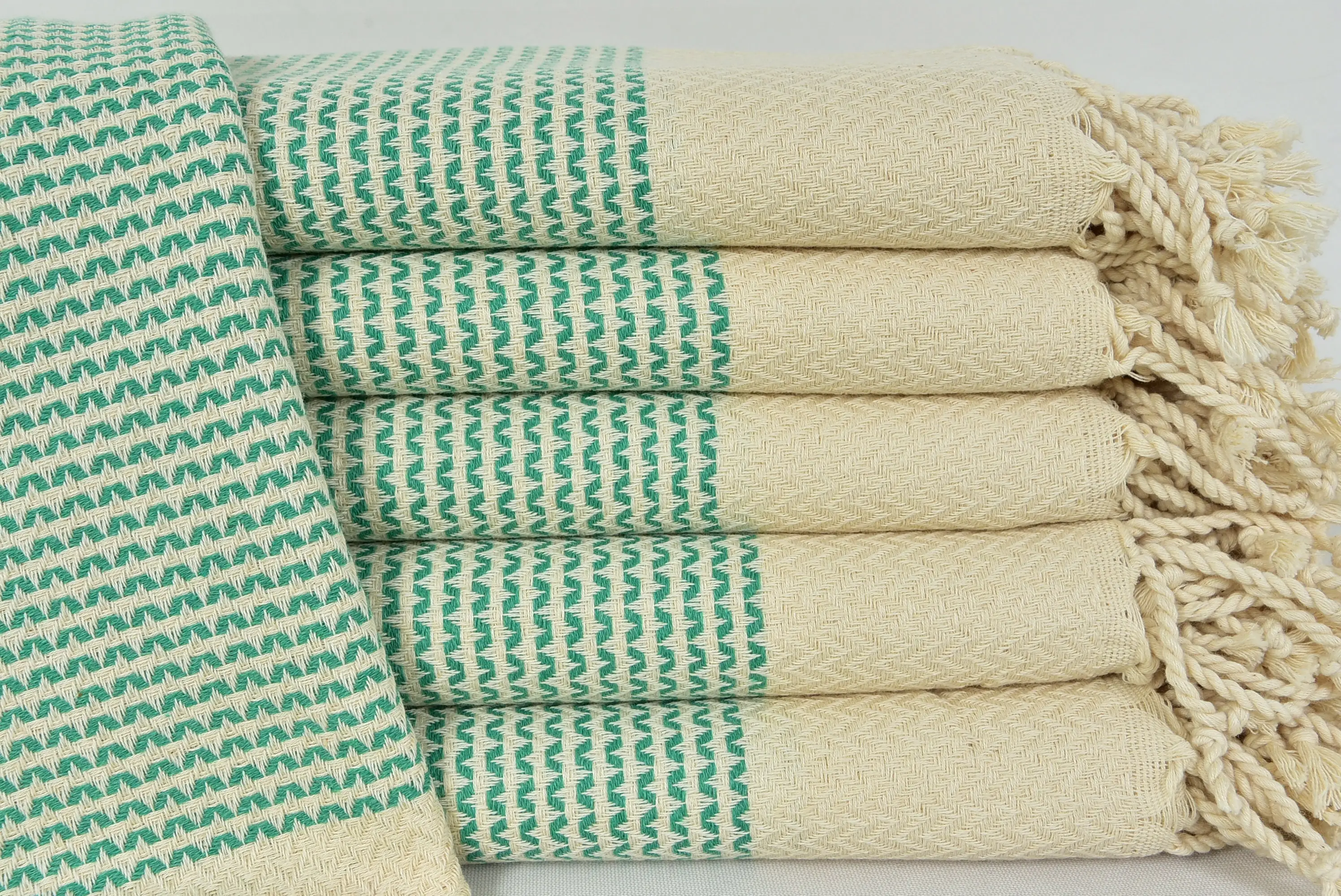 Turkish Hand Towels, 100% Cotton, Green, 18x40 - 1