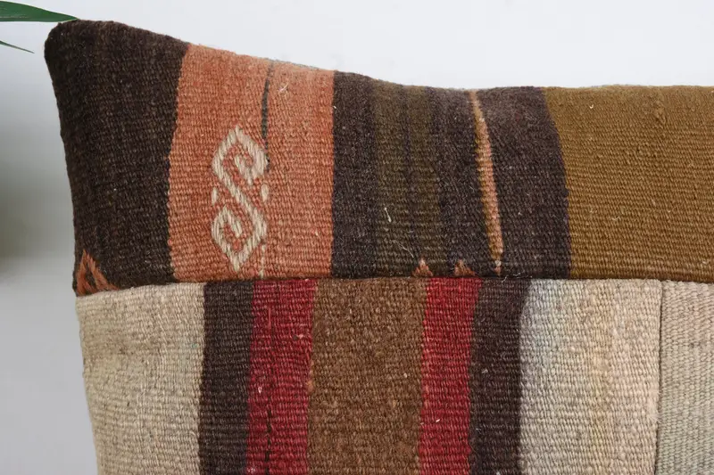 Cozy Throw Cushion Cover, Interior Designer Pillow, Gift Pillow, 18x18 Brown Cushion Case, Cushion, Kilim Cushion Sham - 2