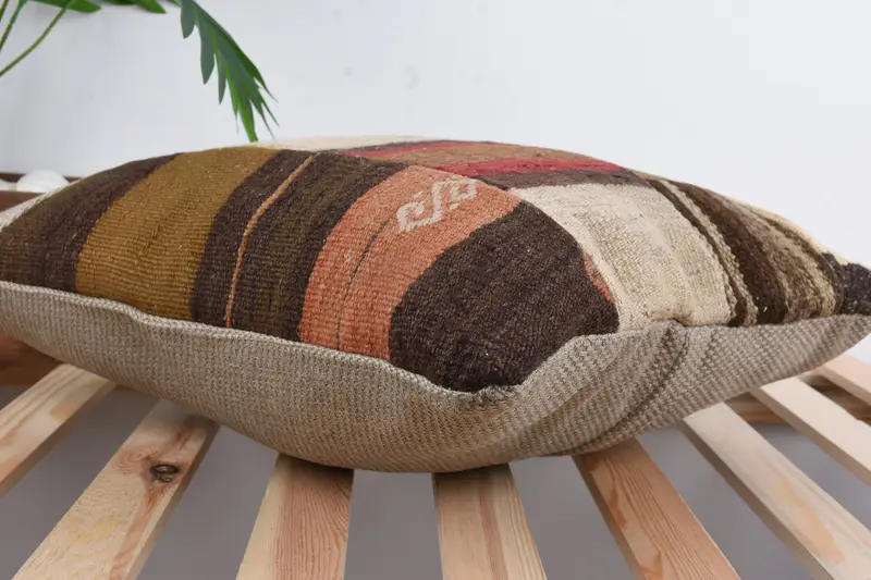 Cozy Throw Cushion Cover, Interior Designer Pillow, Gift Pillow, 18x18 Brown Cushion Case, Cushion, Kilim Cushion Sham - 6