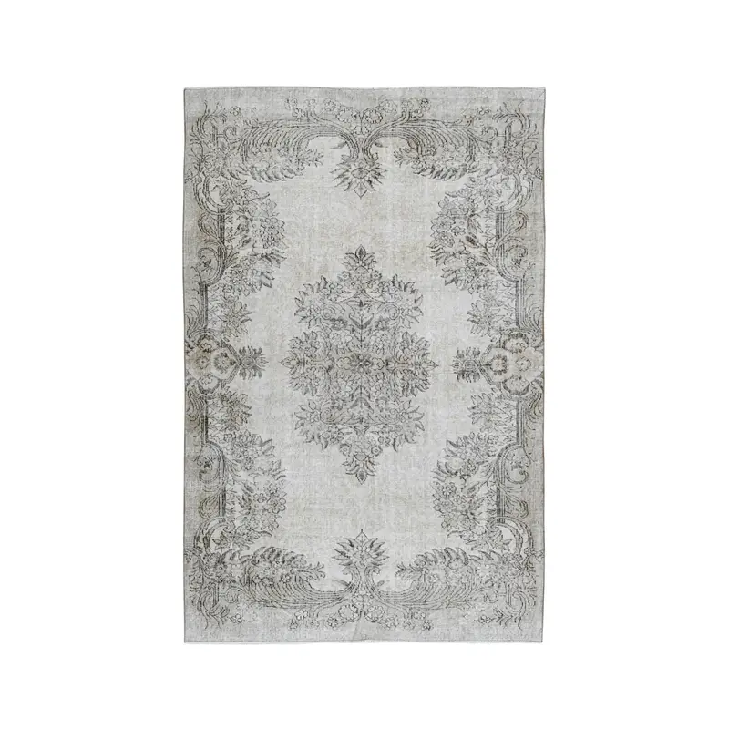 Türkischer 5,4x8,6 ft Teppich, großer Vintage Teppich, grauer floraler Wollteppich - 1