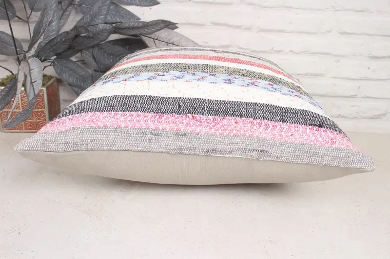Muted Cushion Cover, Interior Designer Pillow, Patio Cushion Cover, Kilim Pillow Cover, Ethnical Kilim Rug Pillow, Cushion, 20x20 White Cushion Case - 5
