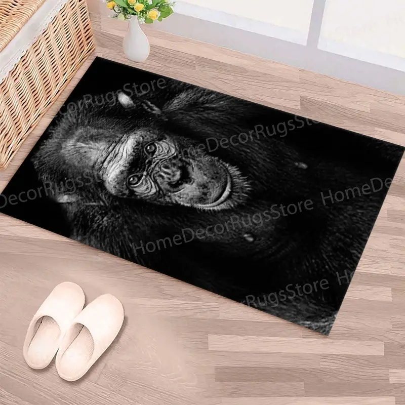 シックなプリントラグ：猿と古い猿のデザイン、エレガントな室内装飾。