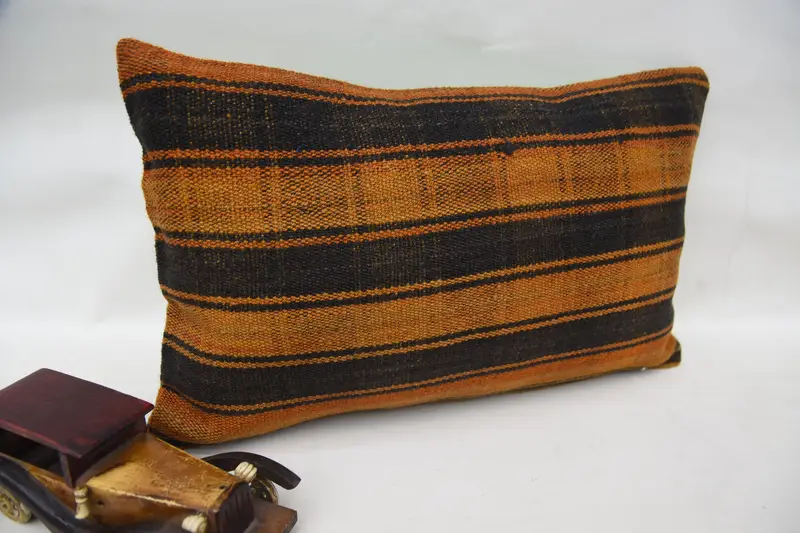 Chair Pillow Cover, Boho Pillow, Aesthetic Cushion, Cushion, Handmade Kilim Cushion, Vintage Cushion Case, 12x20 Orange Cushion Case, Turkish Pillow - 2