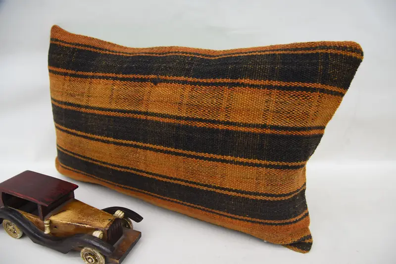 Chair Pillow Cover, Boho Pillow, Aesthetic Cushion, Cushion, Handmade Kilim Cushion, Vintage Cushion Case, 12x20 Orange Cushion Case, Turkish Pillow - 3