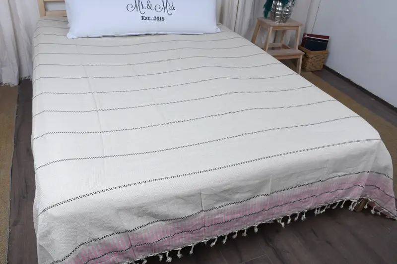 Bridal Shower Gifts, Bedspread, Bridal Shower Gift, Thanksgiving Tablecloth, Christmas Tablecloth, Throw Blanket Couch, 104x96 Cotton Striped Towel - 7
