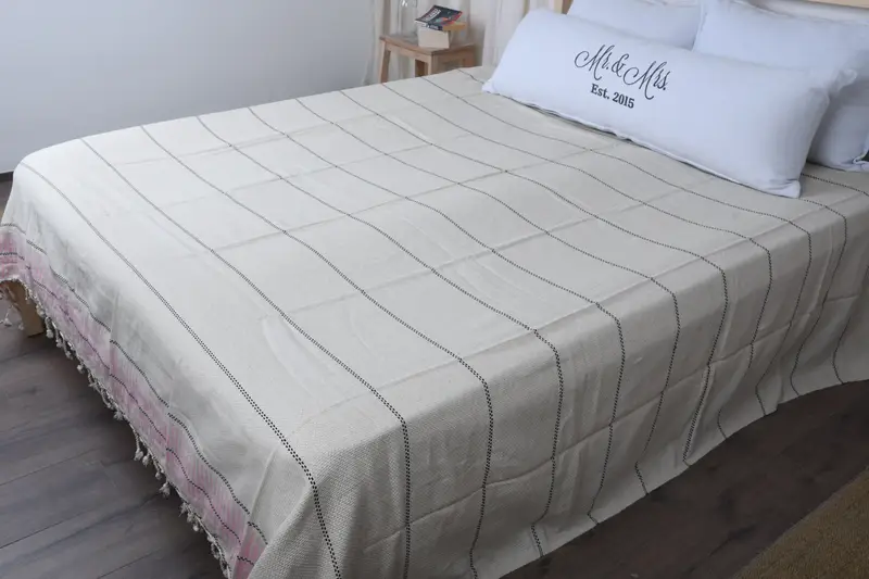 Bridal Shower Gifts, Bedspread, Bridal Shower Gift, Thanksgiving Tablecloth, Christmas Tablecloth, Throw Blanket Couch, 104x96 Cotton Striped Towel - 8
