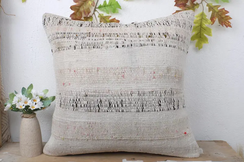 Cushion, Outdoor Patio Pillow Cover, Kilim Pillow Cover, 20x20 White Pillow Case, Seat Cushion, Boho Pillow Sham Cover, Turkish Pillow - 2