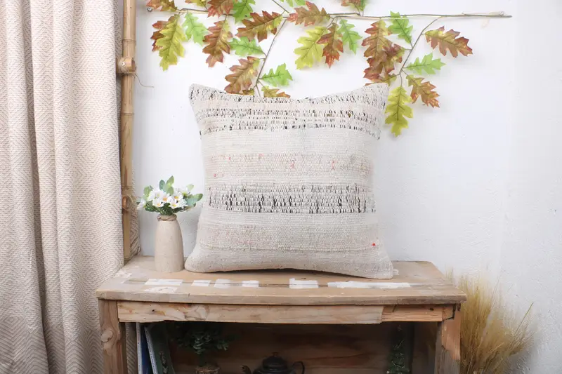 Cushion, Outdoor Patio Pillow Cover, Kilim Pillow Cover, 20x20 White Pillow Case, Seat Cushion, Boho Pillow Sham Cover, Turkish Pillow - 1