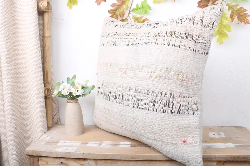 Cushion, Outdoor Patio Pillow Cover, Kilim Pillow Cover, 20x20 White Pillow Case, Seat Cushion, Boho Pillow Sham Cover, Turkish Pillow - 4