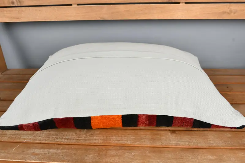 Vintage Kilim Throw Pillow, One Of A Kind Pillow Sham, Boho Pillow Sham Cover, 16x24 Red Pillow Case, Pillow Sham, Handmade Kilim Cushion - 5