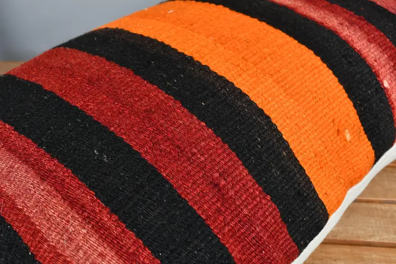 Vintage Kilim Throw Pillow, One Of A Kind Pillow Sham, Boho Pillow Sham Cover, 16x24 Red Pillow Case, Pillow Sham, Handmade Kilim Cushion - 3