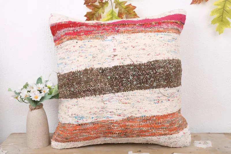 18x18 Red Pillow Case, Ethnical Kilim Rug Pillow, Tapestry Cushion Case, Cushion, Antique Pillows, Turkish Pillow, Nautical Throw Cushion Case - 2