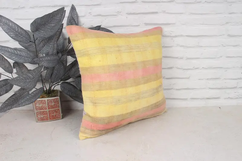 18x18 Pink Cushion Cover, Gift Pillow, Customized Cushion, Vintage Kilim Pillow, Colorful Pillow Sham, Pillow Cover, Kilim Pillow - 3