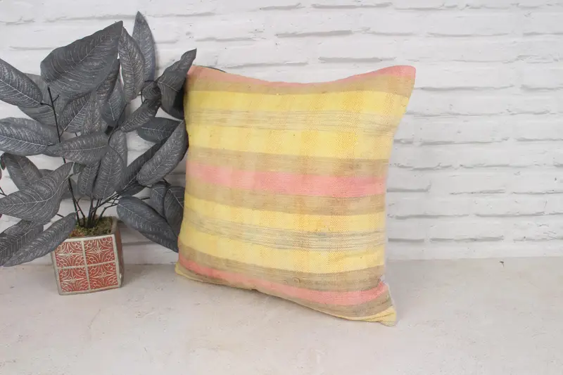 18x18 Pink Cushion Cover, Gift Pillow, Customized Cushion, Vintage Kilim Pillow, Colorful Pillow Sham, Pillow Cover, Kilim Pillow - 4