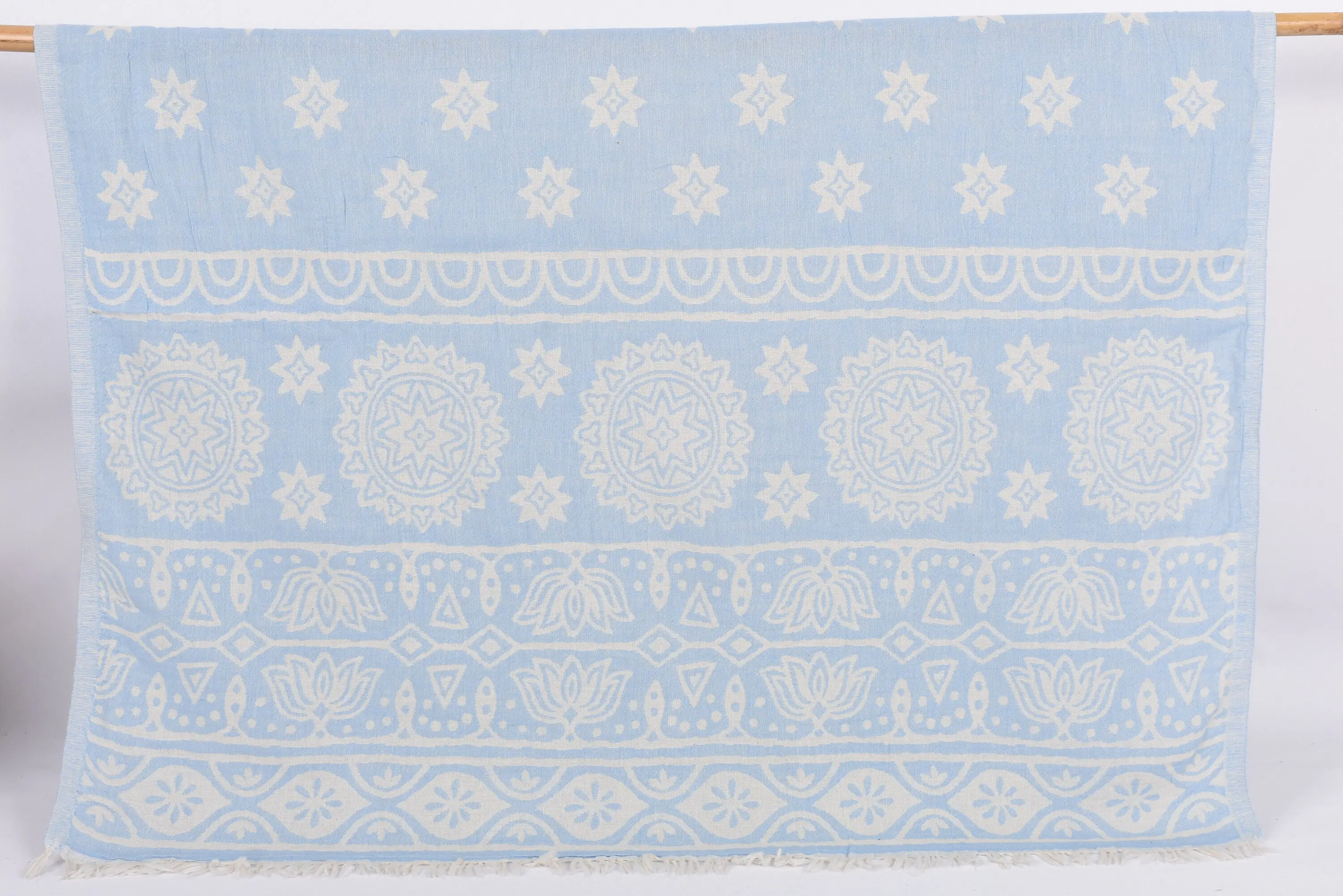 Beach Towel Monogram Turkish Cotton Baby Blue Rainbow, 70x36 Inches - 1