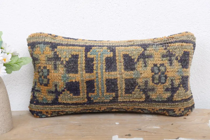 Luxury Pillow, 8x16 Blue Cushion Case, Turkish Corner Cushion Case, Cushion Cover, Pillow for Sofa, Kilim Pillow, Boho Pillow - 2