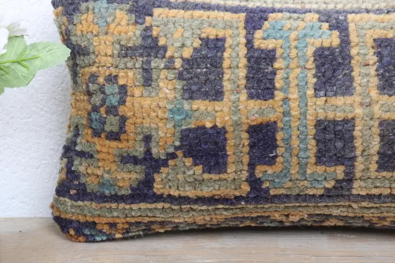 Luxury Pillow, 8x16 Blue Cushion Case, Turkish Corner Cushion Case, Cushion Cover, Pillow for Sofa, Kilim Pillow, Boho Pillow - 3