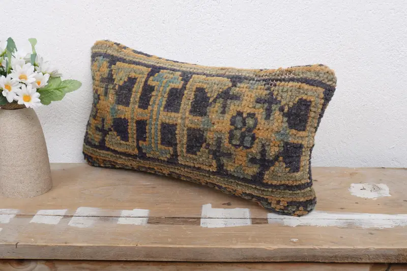 Luxury Pillow, 8x16 Blue Cushion Case, Turkish Corner Cushion Case, Cushion Cover, Pillow for Sofa, Kilim Pillow, Boho Pillow - 4