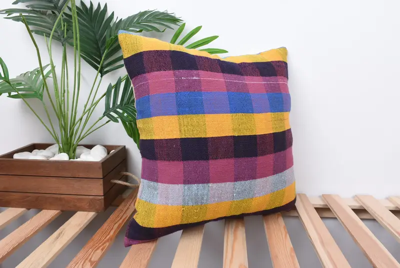 18x18 Yellow Cushion Case, Vintage Pillow, Home Decor Pillow, Anatolian Cushion, Crochet Pattern Cushion Case, Kilim Cushion Sham, Pillow Cover - 4