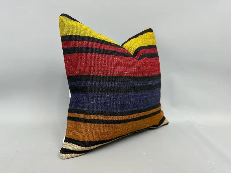 Knitted Pillow, Pillow for Couch, Kilim Pillow, Kilim Rug Pillow Cover, 20x20 Red Pillow Cover, Ethnical Kilim Rug Pillow, Pillow Cover - 2