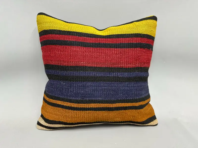 Knitted Pillow, Pillow for Couch, Kilim Pillow, Kilim Rug Pillow Cover, 20x20 Red Pillow Cover, Ethnical Kilim Rug Pillow, Pillow Cover - 4