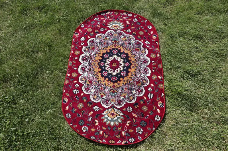 Alfombra Persa Roja y Azul, 60x110cm Decoración Elegante