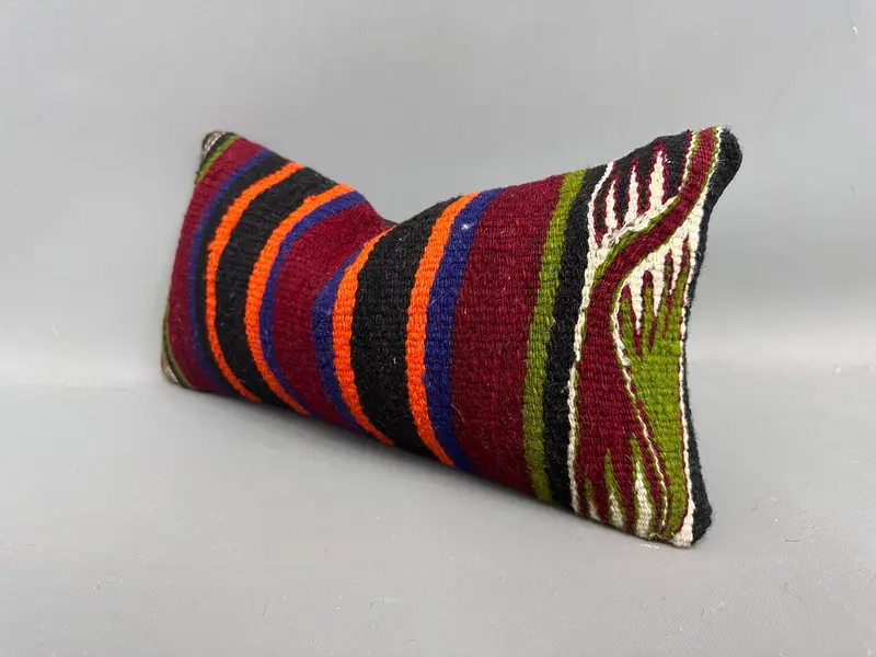 Pillow for Couch, Handmade Kilim Cushion, Boho Pillow Sham Cover, Meditation Cushion Cover, 8x16 Red Cushion Cover, Pillow Case, Couch Pillow Cover - 3