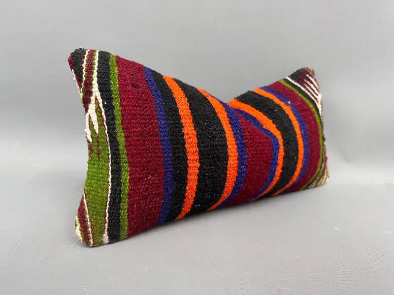 Pillow for Couch, Handmade Kilim Cushion, Boho Pillow Sham Cover, Meditation Cushion Cover, 8x16 Red Cushion Cover, Pillow Case, Couch Pillow Cover - 2