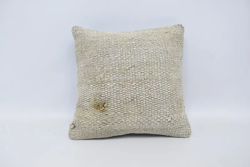 Vintage Sofa Pillowcase, WovenWhite Antique 18x18 inch Farmhouse Cushion Case - 1