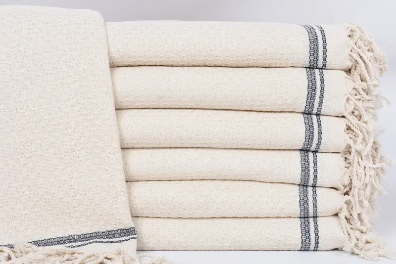 Beach Towel Navy Striped Personalized Turkish Cotton, 67x36 Inches