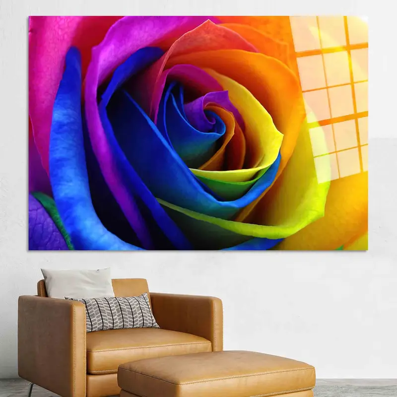 Modernes Geschenk für Rosenliebhaber: Trendiges, farbenfrohes, bedrucktes Leinwandkunstwerk