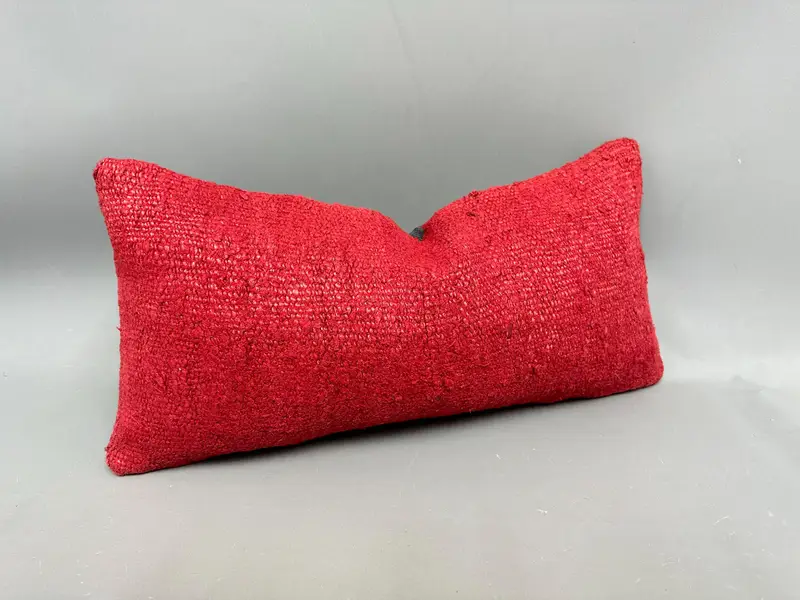El Dokuma Güneybatı Kilim Kırlent, Vintage Kırmızı Keten Yastık